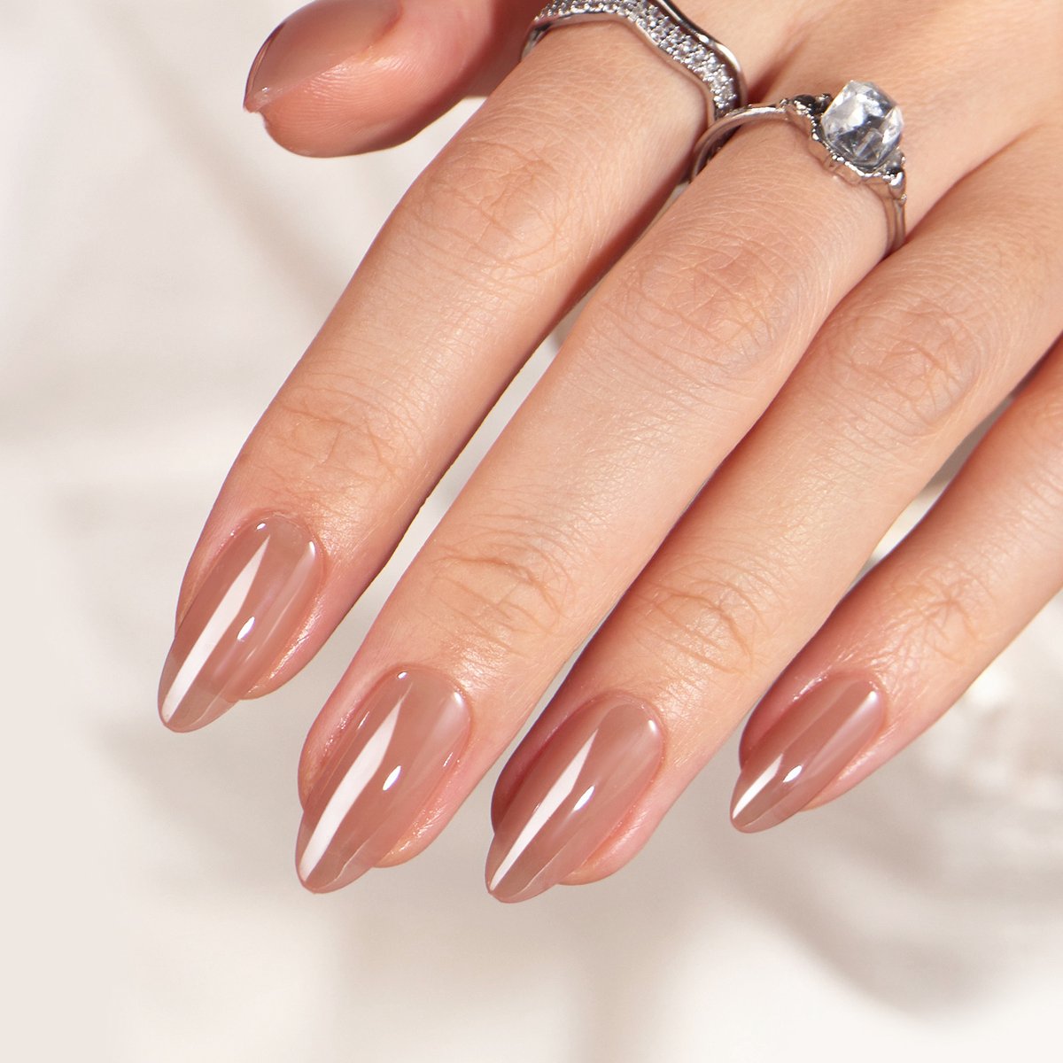 BIMA Nails - Soft Gel Press-On nagels - Long Almond - Plaknagels met lijm - Zelfklevende nepnagels - Honey Glazed Manicure - 30 stuks (15 maten)