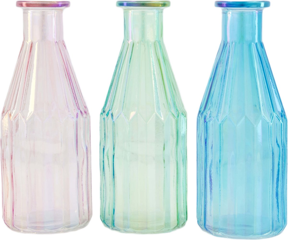 Bottle luster glass 8x8x20cm 3x stuks