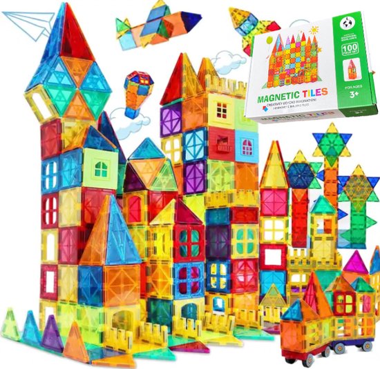 Sophie's Planet - Magnetic Tiles - Magnetisch Speelgoed – 120 stuks - Constructie speelgoed - Magnetische tegels - Montessori - magna tastisch - kinderspeelgoed 3 jaar - kinderen - cadeau - bouwspeelgoed - schoencadeau sinterklaas - kerst - tiles