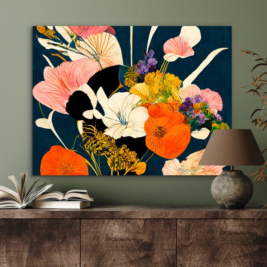 Décoration murale Métal - Aluminium Peinture Industriel - Fleurs - Vase - Tableau - Plantes - 80x60 cm - Dibond - Photo sur aluminium - Décoration murale industrielle - Pour le salon/chambre