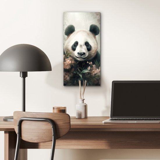 Décoration murale Métal - Peinture Aluminium Industriel - Panda - Animaux - Fleurs - Plantes - 20x40 cm - Dibond - Photo sur aluminium - Décoration murale industrielle - Pour le salon/chambre