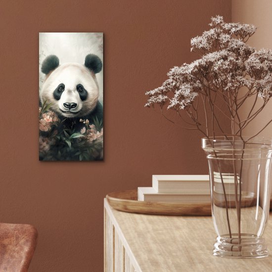 Décoration murale Métal - Peinture Aluminium Industriel - Panda - Animaux - Fleurs - Plantes - 20x40 cm - Dibond - Photo sur aluminium - Décoration murale industrielle - Pour le salon/chambre