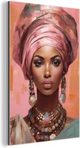 Tableau aluminium 100x150 cm - Décoration murale métal - Art - Femme - Rose - Bijoux - Portrait - Décoration murale métal salon - Décoration industrielle - Photo sur dibond - Accessoires industriels chambre