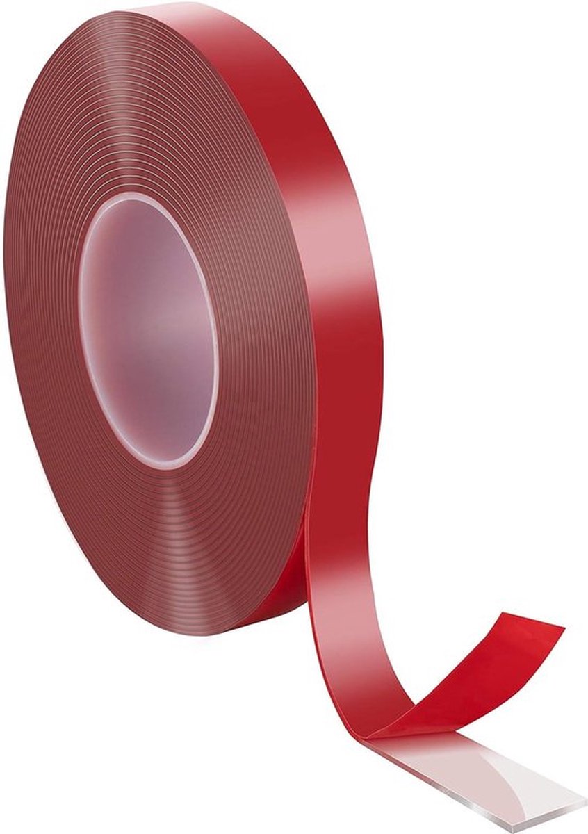Dubbelzijdige Tape 10 meter lang 19 mm breed 2 mm dik Acryl Transparant
