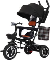 Tricycle Livista® 2 en 1 - Convient aux Enfants de 12 mois à 6 ans - Siège réglable - Barre de poussée - Pare-soleil réglable - Ceintures de sécurité - Siège en cuir - Roues durables - Pliable - Zwart