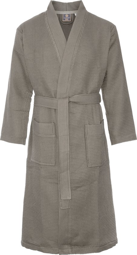 Wafel badjas voor sauna taupe XL - sauna badjas unisex - biologisch katoen - wafel badjas taupe - Oeko-Tex