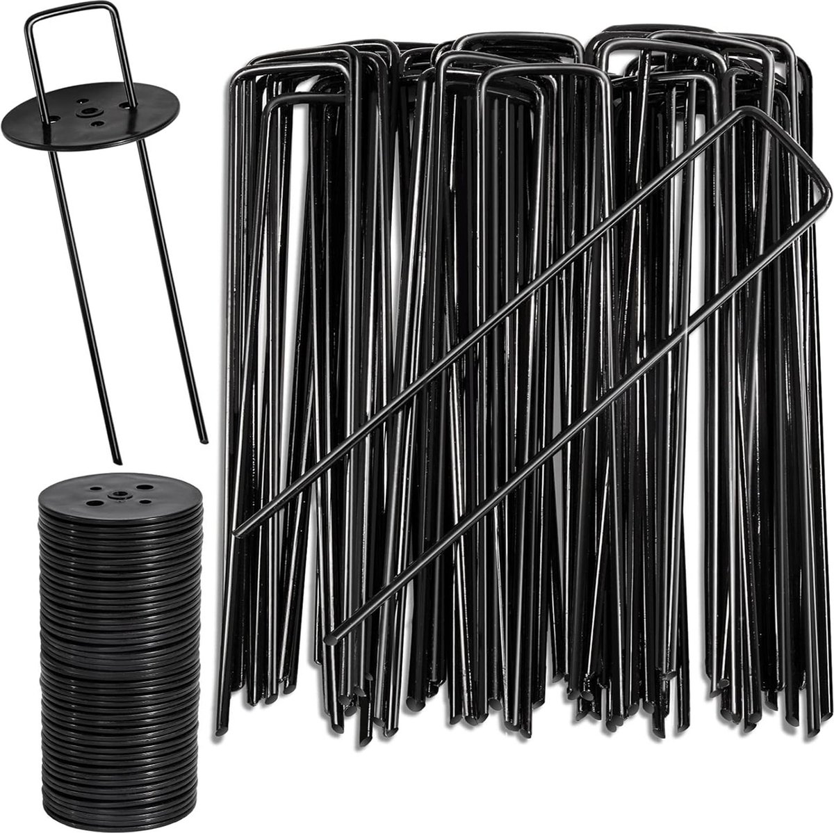 oCreon 40 Grondankers Zwart met Bufferschijven - Roestbestendig Staal - 150x25 mm voor Tuin