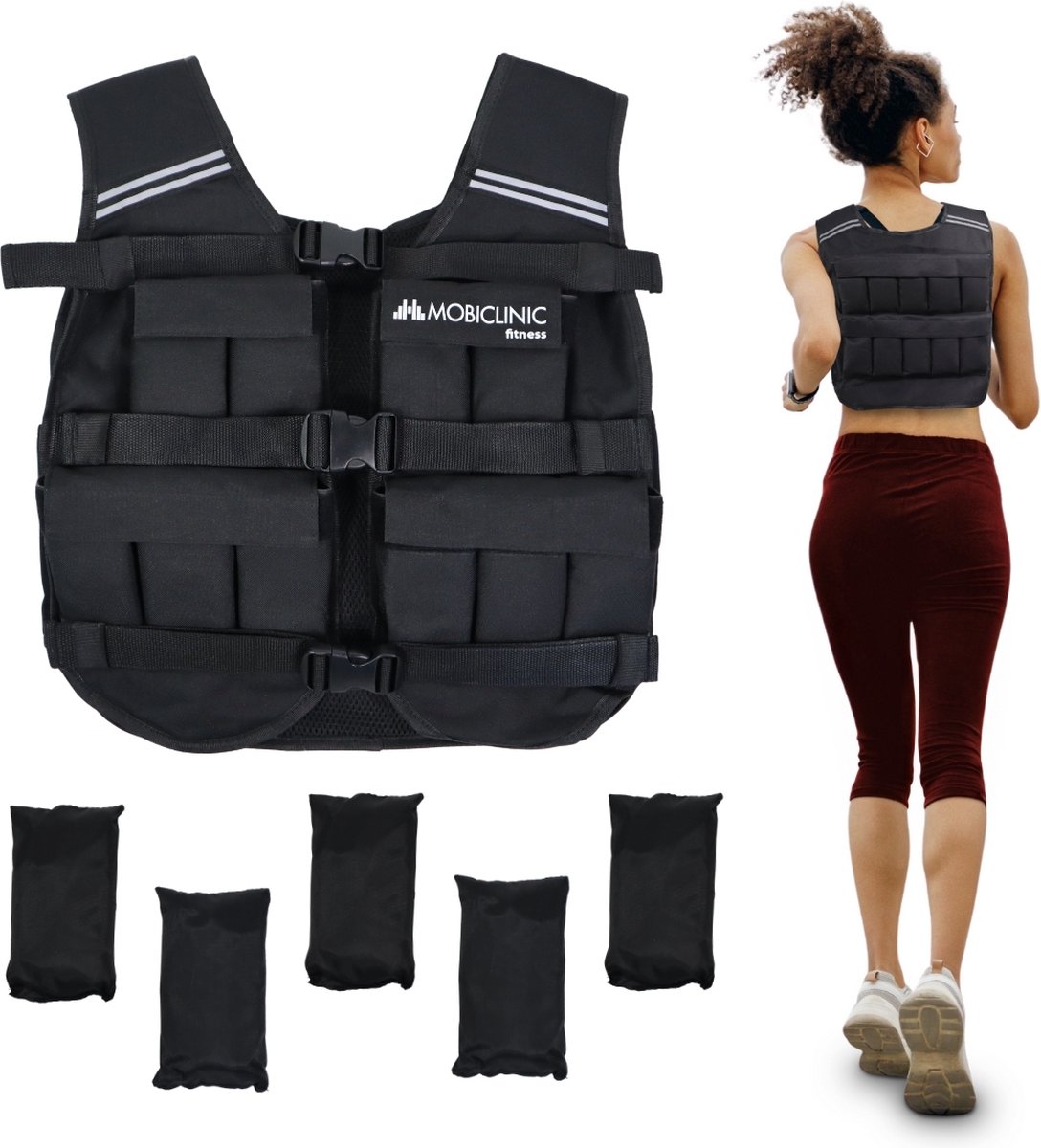 Mobiclinic Iron10 - Verstelbaar Gewichtsvest 10kg - Gewichtsvesten - Weight vest - Gewichten - Krachttraining & Crossfit Trainingsvest - Ademend - Gewatteerd - Aanpasbaar - Zwart