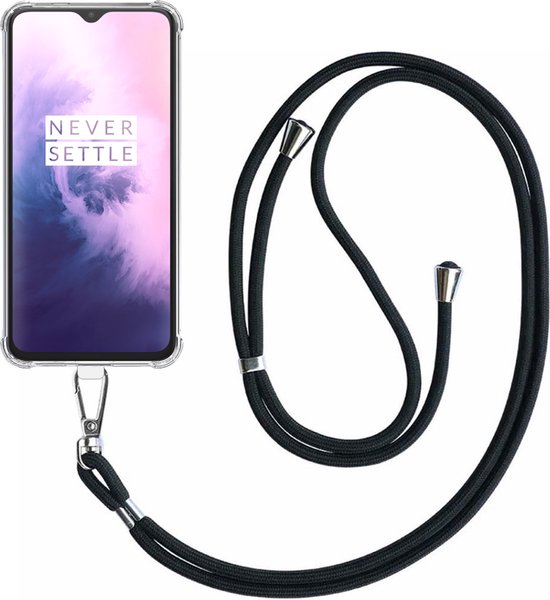 Coque de téléphone compatible avec OnePlus 7 transparente antichoc avec cordon de téléphone universel détachable - Coque de protection en Siliconen antichoc avec cordon - Smartphonica compatible avec OnePlus 7
