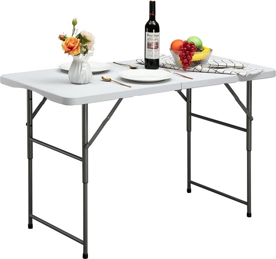 BOOSDEN Klaptafel, wit, inklapbare tafel als campingtafel, tuintafel, balkontafel, eettafel, opvouwbare tafel, 80 cm x 80 cm x 70 cm