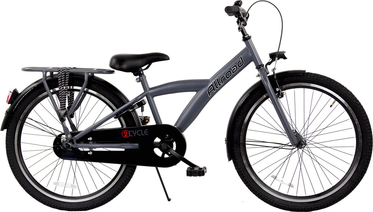 2Cycle Allroad kinderfiets 24 inch (8 tot 10 jaar) voor jongens grijs