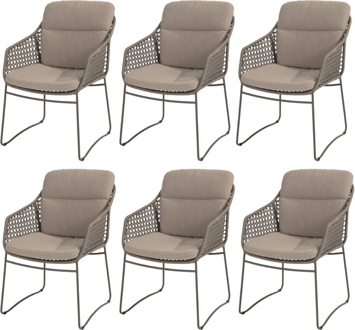 AVH-Collectie Barolo New York stoel bank dining loungeset 4 delig verstelbaar latte Zand / Latte / Linen