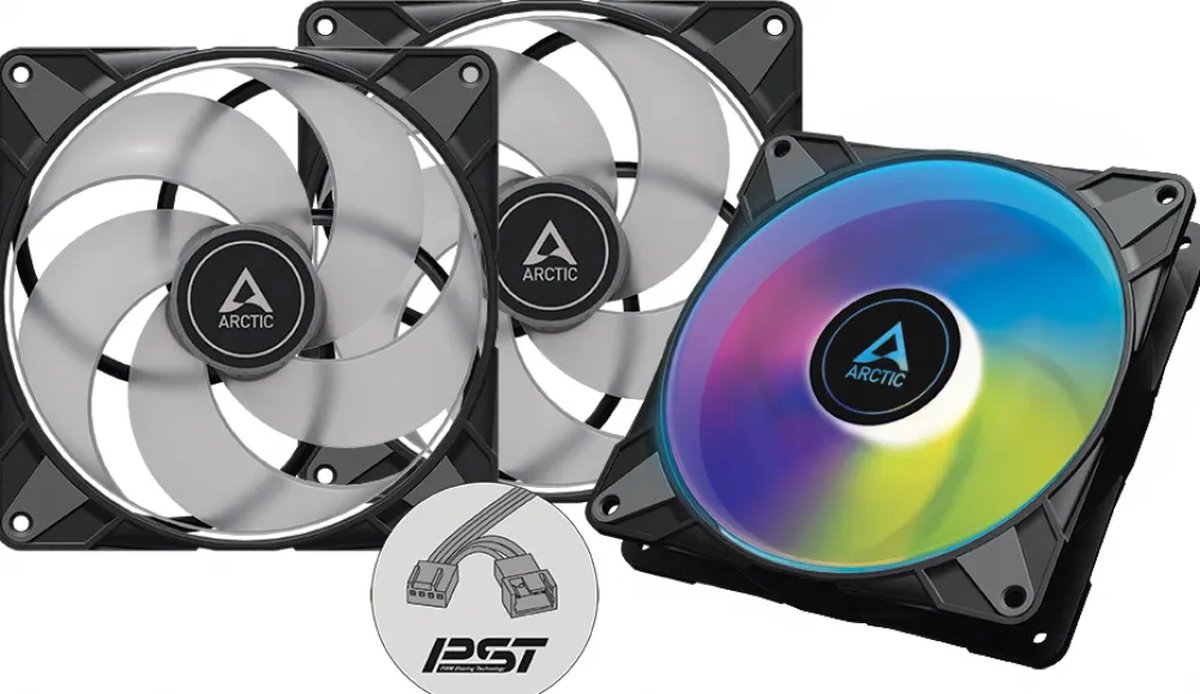Arctic P14 PWM PST A-RGB - Ventilatorhuis 3-pack - 140 mm - 68.90 cfm - 200 - 1900 RPM - 31 dB - 4-pins PMW - FDB - zwart