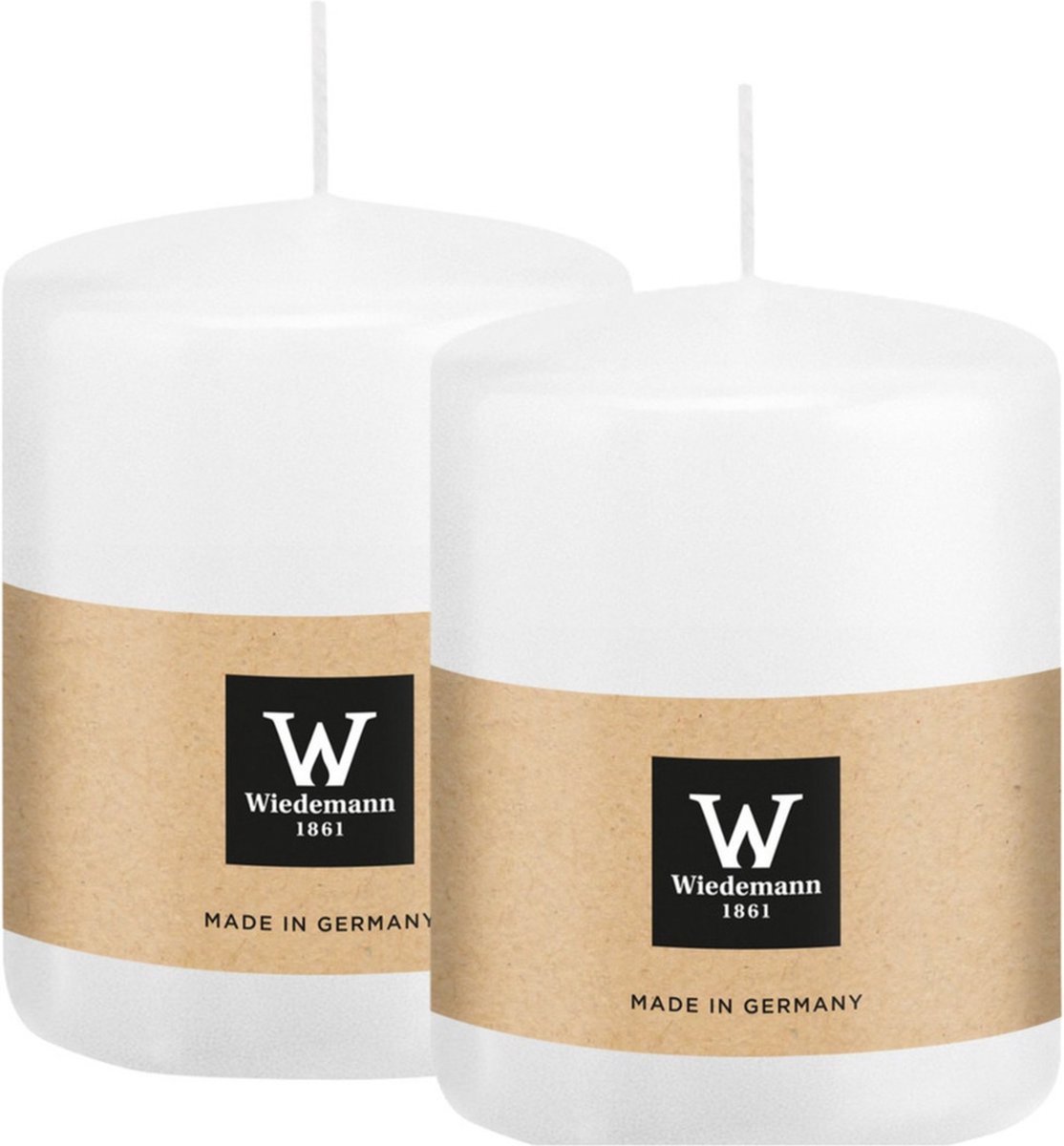 Wiedemann Cilinderkaars/stompkaars - 2x - wit - 6 x 8 cm - 29 branduren - zuilkaarsen