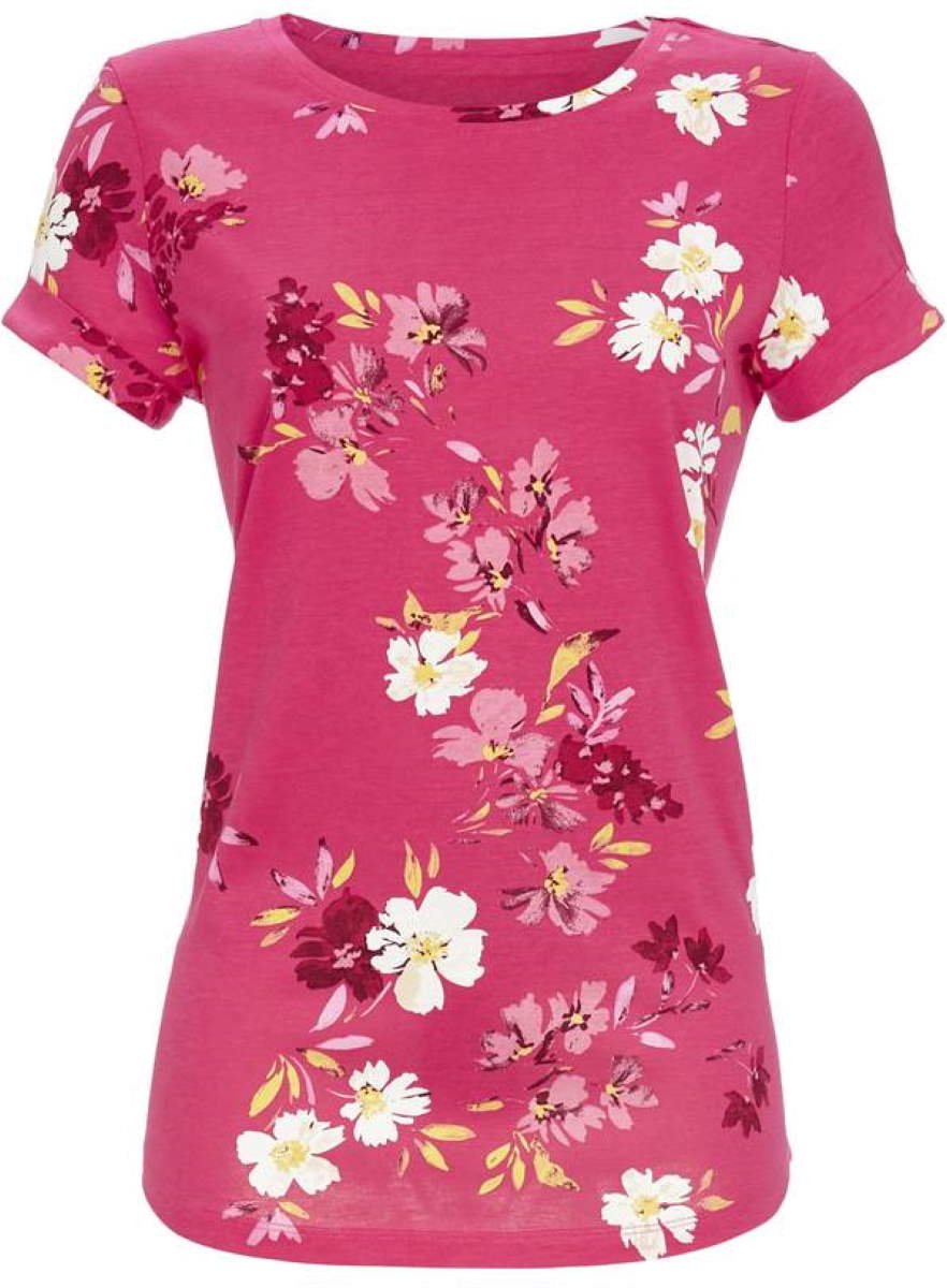 Ringella Fuchsia gebloemd pyjamashirt Ringella - Roze - Maat - 40