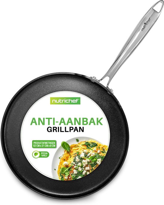 NutriChef Crêpepan 24 Cm Inductie Anti Aanbak Pannenkoekenpan Met Houten Spreider Marmeren Coating 2526354188 NutriChef Crêpepan 24 Cm Inductie Anti Aanbak Pannenkoekenpan Met Houten Spreider Marmeren Coating 2526354188