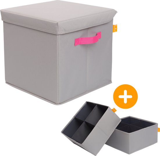 Pakket van 3x stuks opbergbox/opbergdoos van stevig karton in de kleur