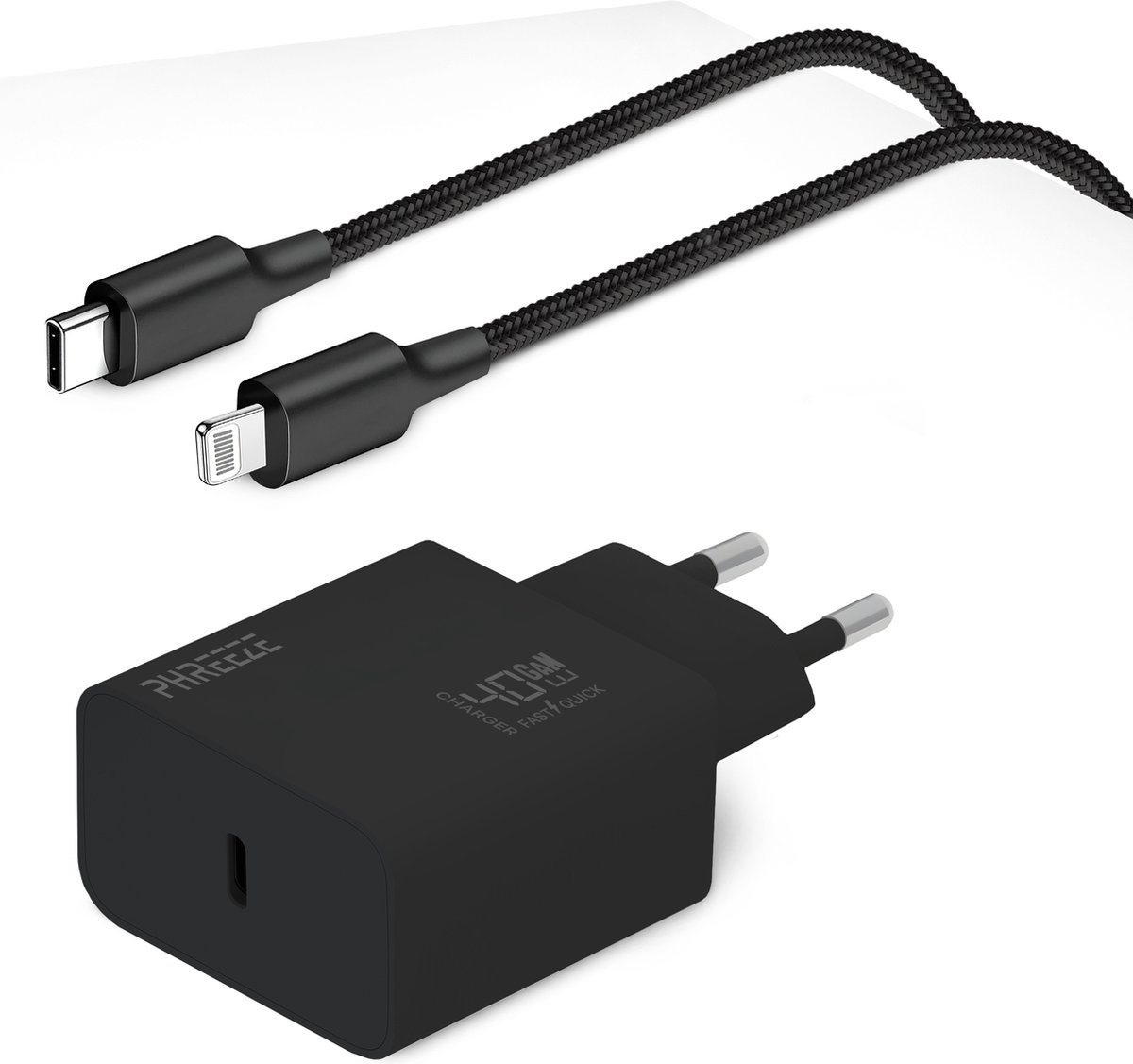 Snellader geschikt voor Apple iPhone Oplader - USB-C naar Lightning Kabel - 40W - 1 Meter