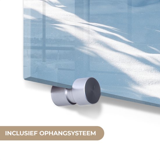 MuchoWow® Peinture sur verre 160x120 cm - Peinture sur verre acrylique - Paysage d'hiver - Nature - Berg - Arbres - Neige - Photo sur verre - Décoration murale salon - Décoration murale chambre - Peintures