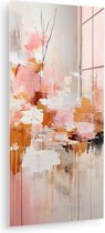 Glasschilderij 60x120 cm - Abstract schilderij glas - Foto op glas - Woonkamer schilderij - Schilderijen slaapkamer - kamer decoratie glasplaat - Wanddecoratie glasschilderijen - Muurdecoratie - Roze decoratie woonkamer