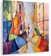 MuchoWow® Glasschilderij 90x90 cm - Schilderij acrylglas - Abstract - Kunst - Schilderij - Kleuren - Foto op glas - Muurdecoratie woonkamer - Wanddecoratie slaapkamer - Schilderijen