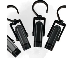 Wasknijpers - Knijpers - Met haak - Anti slip - Speciaal type - Mat zwart - Droogrek knijpers - 360 graden draaibaar - Wasrek knijpers - Binnen en buiten
