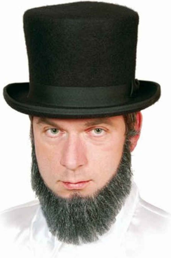 Baard realistich type lincoln in grijs met 4ml huidlijm