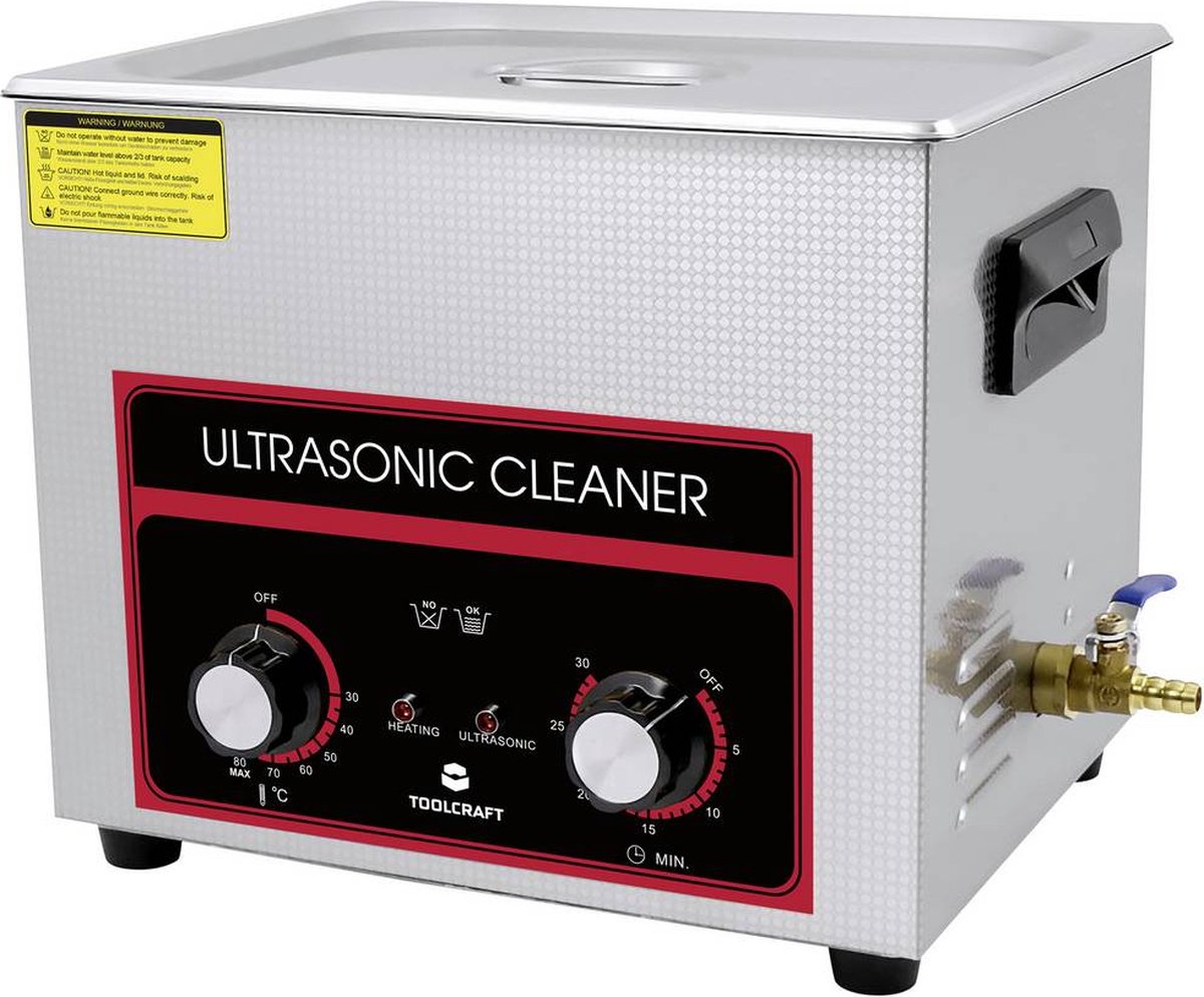 TOOLCRAFT USC-1000 Ultrasoonreiniger Werkplaats, Sieraden, Kantoorartikelen 440 W 10 l Met verwarming, Met reinigingsko