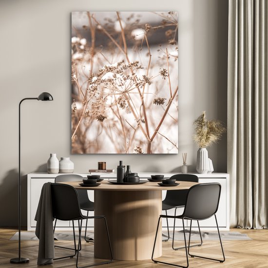 Tableau aluminium 90x120 cm - Décoration murale métal - Fleurs séchées - Wit - Plantes - Décoration murale métal salon - Décoration industrielle - Photo sur dibond - Accessoires industriels chambre