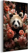 Tableau aluminium 40x60 cm - Décoration murale métal - Panda - Animal - Fleurs - Nature - Botanique - Décoration murale métal salon - Décoration industrielle - Photo sur dibond - Accessoires industriels chambre