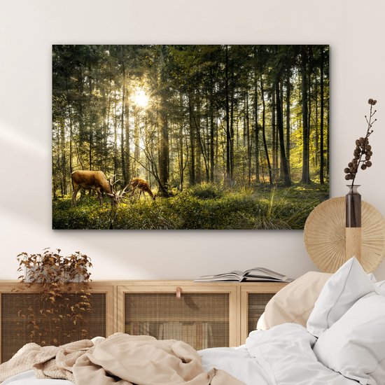 Décoration murale Métal - Aluminium - Cerf - Nature - Forêt - 120x80 cm
