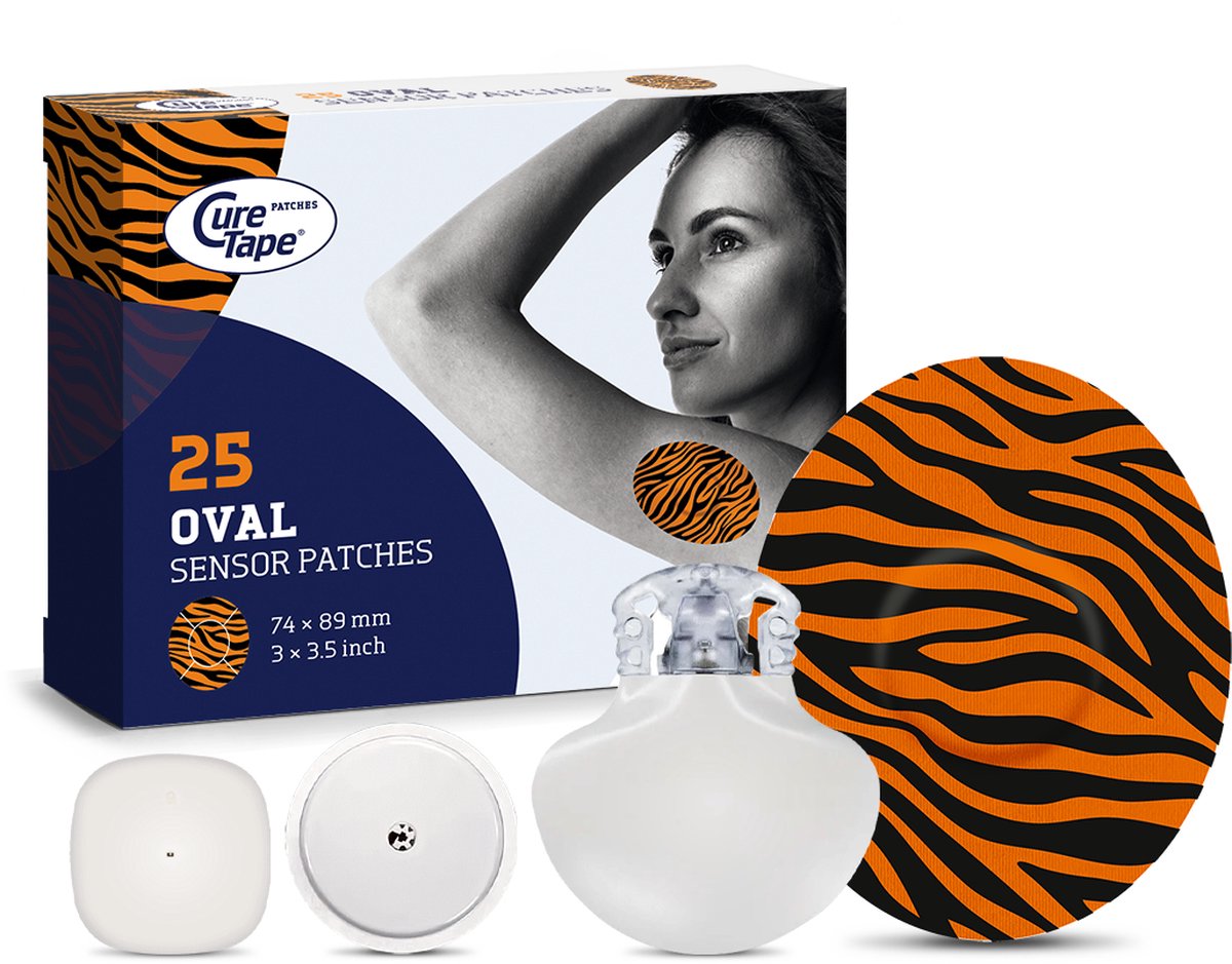 Goedkoopste CureTape Patches ART - Sensor Pleisters - Tiger - Pleisters voor Freestyle Libre, Dexcom en Medtronic Guardian sensoren - 25 Stuk(s