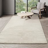 Bol.com Flycarpets Eliora Modern Japandi Vloerkleed - Creme - Laagpolig Tapijt - 160x230 cm aanbieding