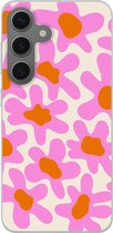 Coque de téléphone compatible avec Samsung Galaxy S25 - Bloem - Rose - Motifs - Coque en Siliconen