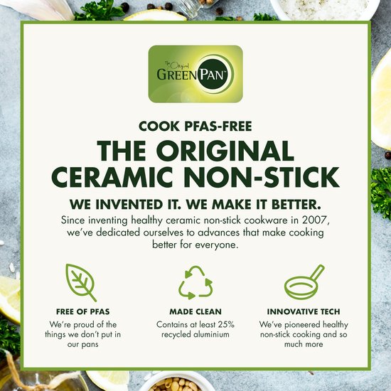 GreenPan Cambridge Hapjespan 28cm met deksel - 4.2L – PFAS-vrije antikleeflaag – Hapjespan inductie – Keramische pan - Ovenbestendig tot 160°C - Koudgrepen - Glazen deksel - Brons