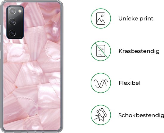 Telefoonhoesje Geschikt voor Samsung Galaxy S20 FE hoesje - Natuursteen - Parelmoer - Luxe - Siliconen Telefoonhoesje Telefoonhoesje