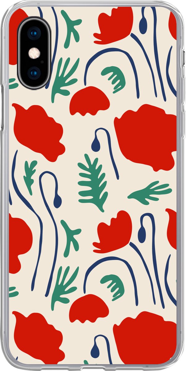 Telefoonhoesje Geschikt voor iPhone X hoesje - Bloemen - Roos - Patronen - Siliconen Telefoonhoesje Telefoonhoesje