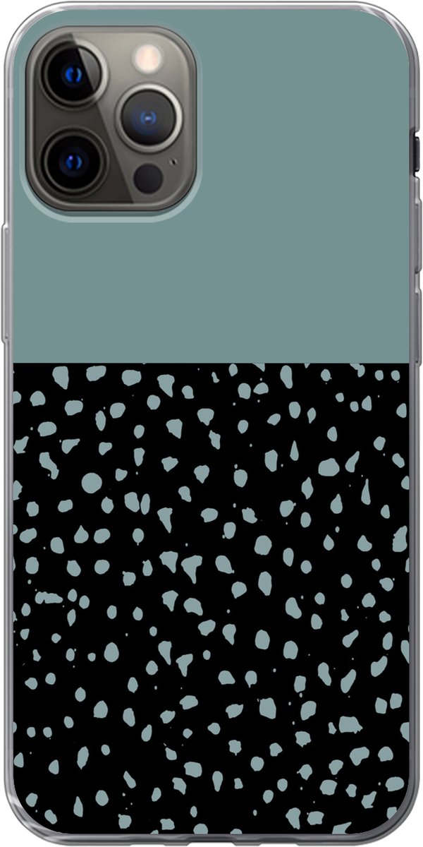 Telefoonhoesje Geschikt voor iPhone 13 Pro hoesje - Stippen - Groen - Zwart - Siliconen Telefoonhoesje Telefoonhoesje