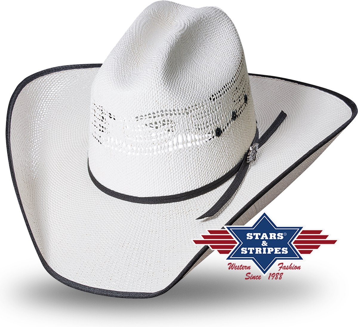 Westernhoed Strohoed Stars&Stripes zomerhoed ASHTON mt 57