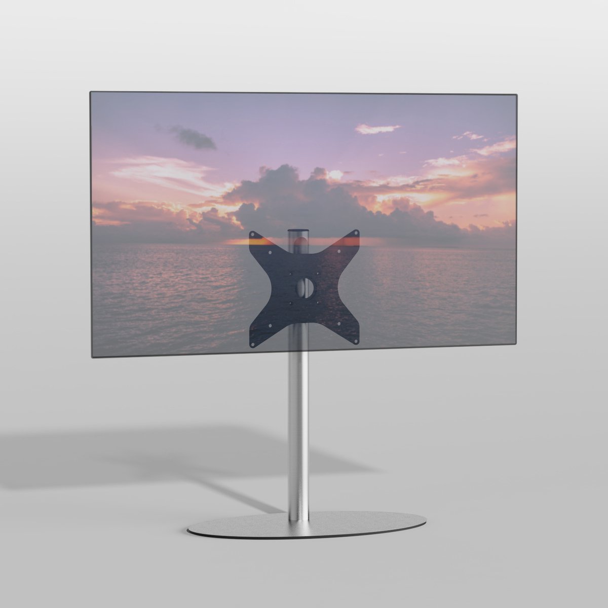Cavus TV Vloerstatief ELLIPS 80 – geborsteld RVS - hoogte 80cm - VESA 300x300