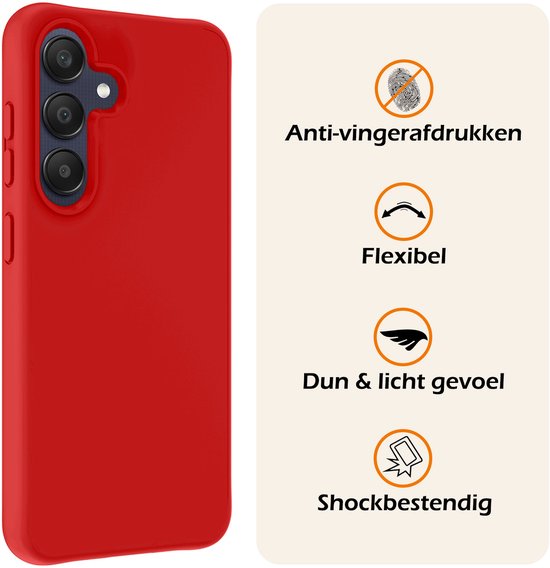 Coque compatible avec Samsung A26, coque en Siliconen avec protection d'écran – Coque compatible avec Samsung Galaxy A26, coque arrière – Rouge