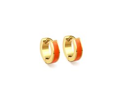 Oranje/goud oorbellen - trendy oranje hoops - koningsdag - oorbellen oranje - roestvrijstalen oorbellen - rvs - Rivers-sieraden - hoops - ketting - party - stainless steel – roestvrij stalen sieraden – koningsdag sieraden – cadeau tip – hip - trendy