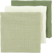 Meyco Baby Uni pre-washed hydrofiele doeken - 3-pack - pre-washed hydrofiel - naturel/soft olive/olive green - 70x70cm