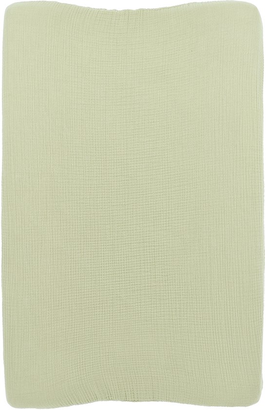 Meyco Baby Uni aankleedkussenhoes - pre-washed hydrofiel - soft olive - 50x70cm — afbeelding 4
