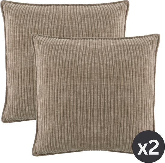 Tiseco - Kussen (gevuld) JULIETTE - Woonkamer - 45x45 cm - Taupe