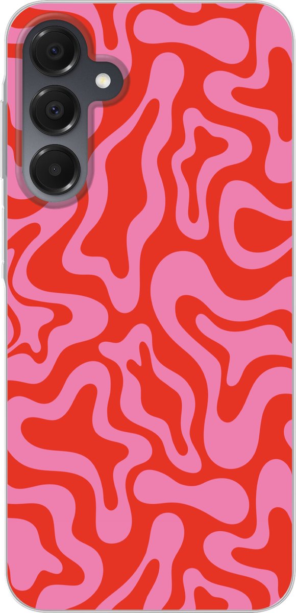 Telefoonhoesje Geschikt voor Samsung Galaxy A16 5G hoesje - Abstract - Patroon - Rood - Roze - Minimalistisch - Siliconen Telefoonhoesje Telefoonhoesje