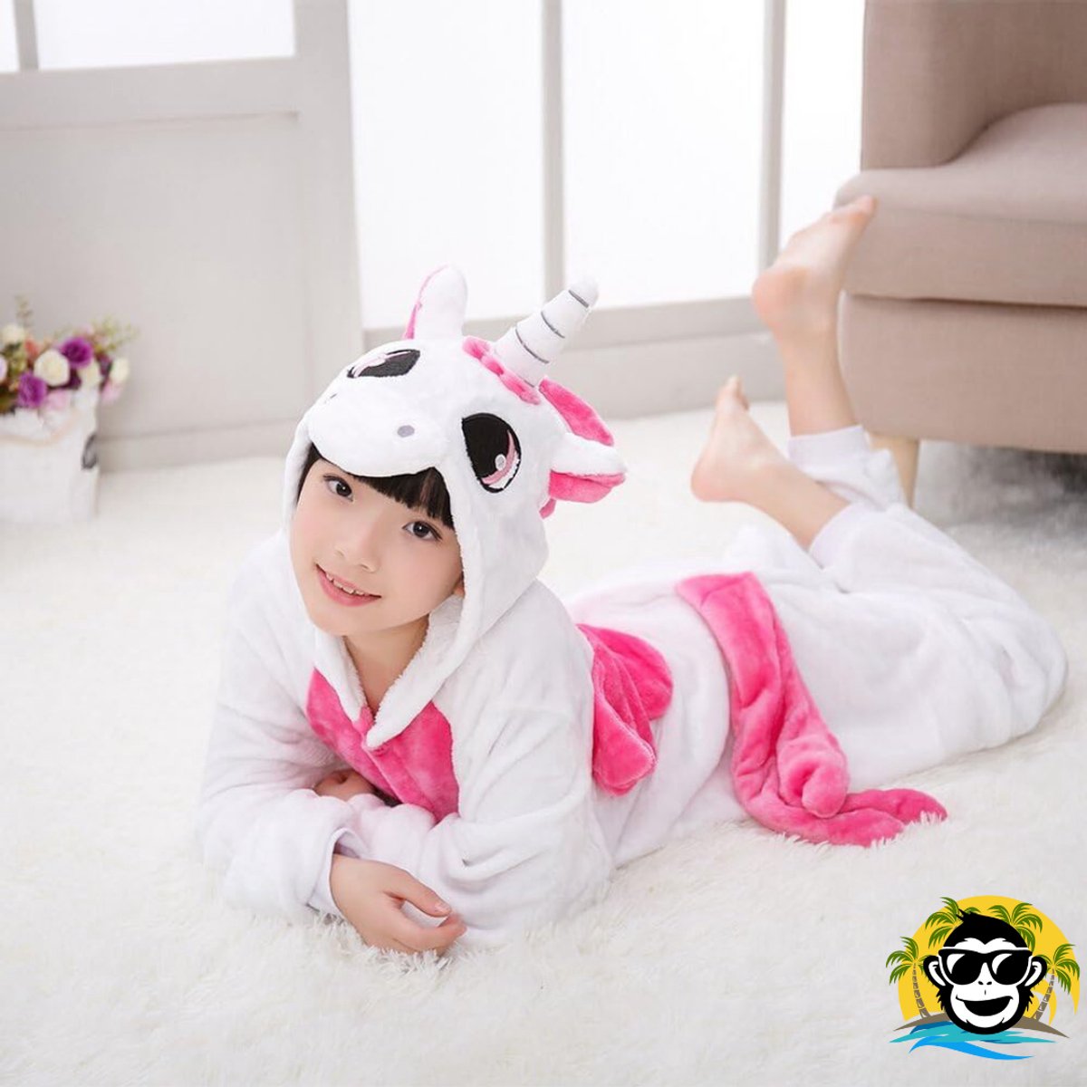 BoefieBoef Kinder Onesie Unicorn – Peuter & Kleuter Pyjama 2-5 Jaar – Dieren Verkleedpak – Flanel Jumpsuit met Capuchon – Knuffelpak & Huispak – Zwemles – Carnaval, Halloween & Sinterklaas Cadeau – Jongens & Meisjes 95-110 cm - Eenhoorn Roze Wit — afbeelding 13