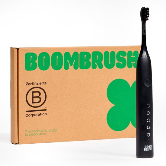 BOOMBRUSH Elektrische Tandenborstel - Sonische Tandenborstel - Zwart - 90 Dagen Batterij - Duurzaam