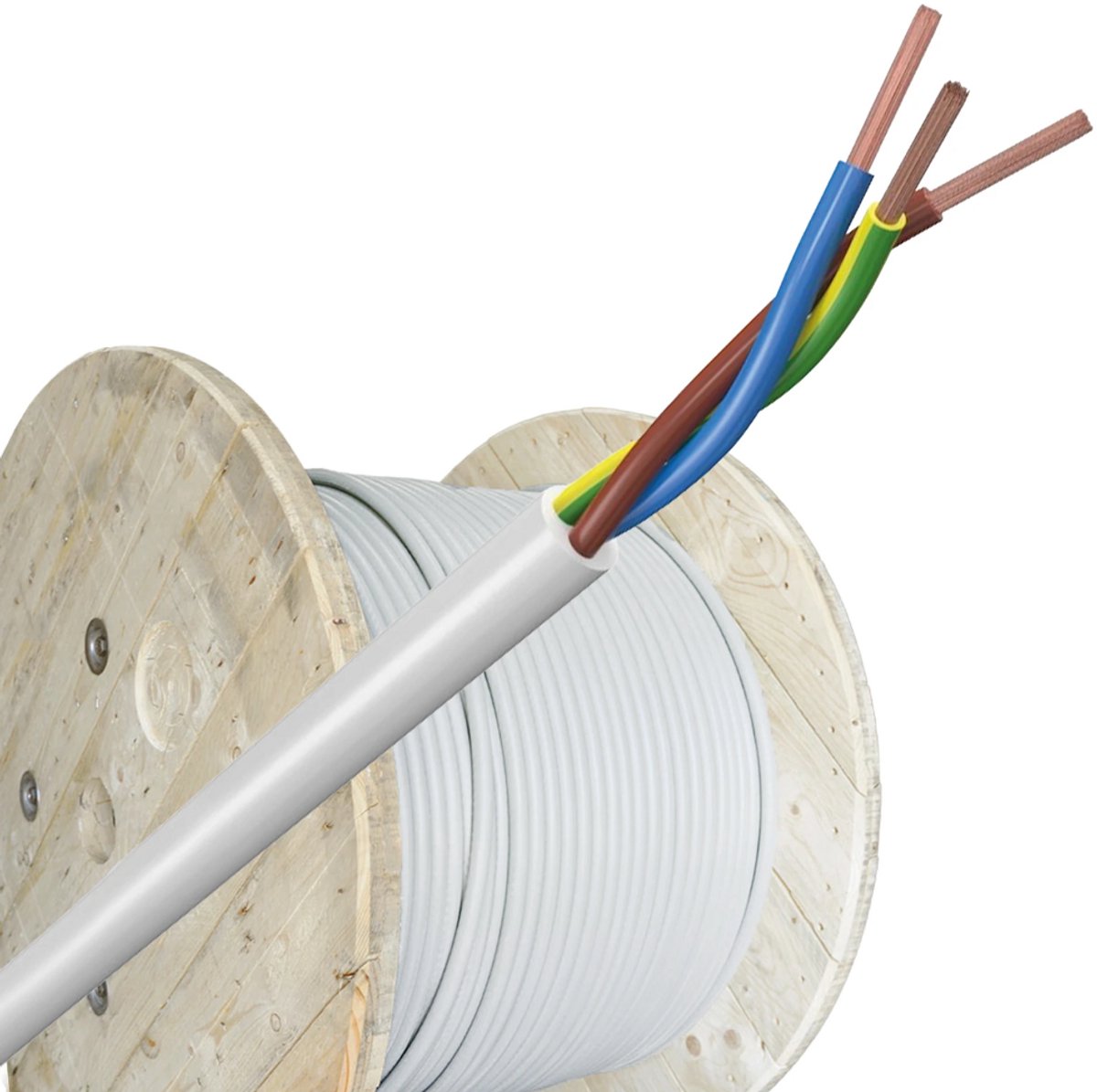 Helukabel VMVL (H05VV-F) kabel 3x0.75mm2 wit per haspel 500 meter