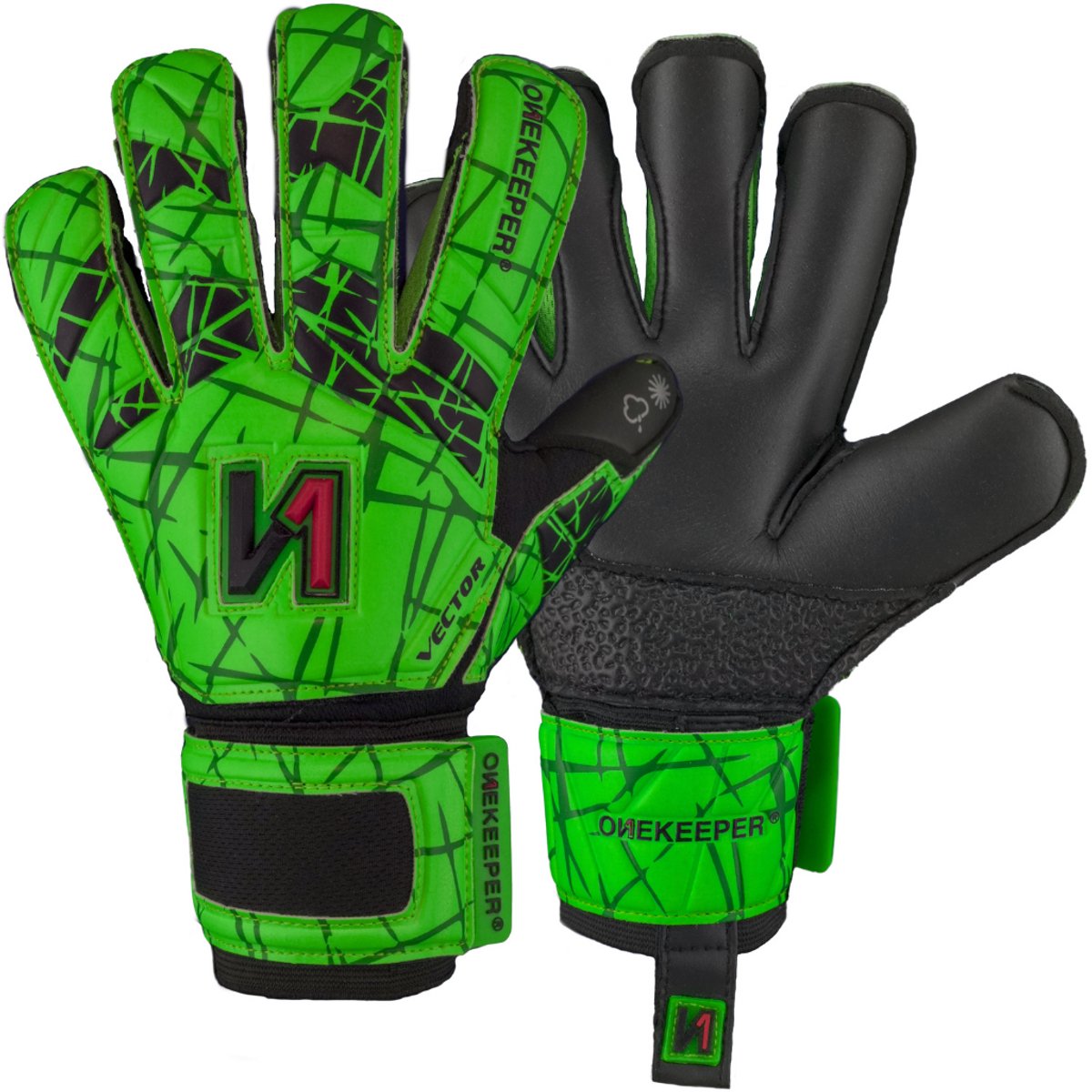 ONEKEEPER Vector Evolution Junior Groen - Keepershandschoenen - Maat 5 - Kunstgras